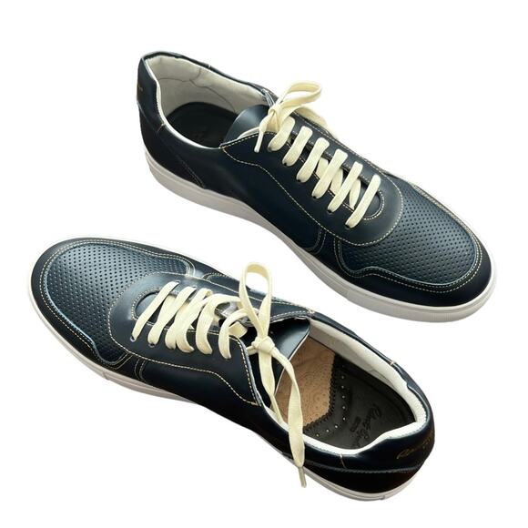 Robert Graham Barrelman Leather Sneakers In Navy Blue Size 11 - Picture 13 of 13